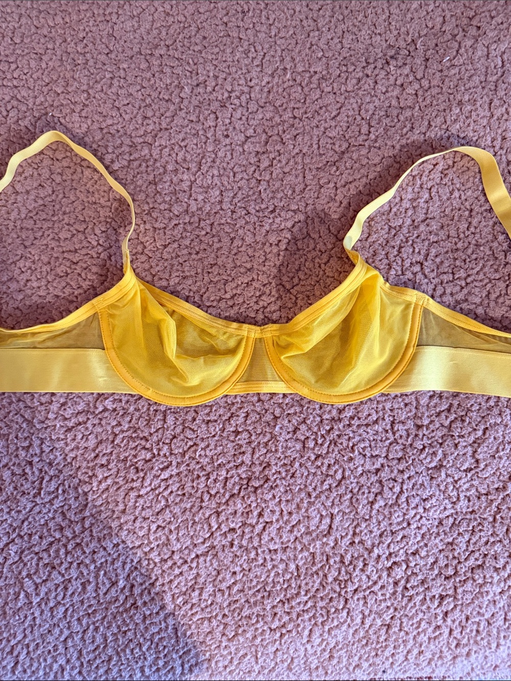 DKNY Sheer Yellow Unlined Underwire Balconette bra